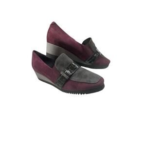 Spain Sabrinas Loafers Slip On Suede Burgundy & Gray SZ 41 (US Women’s 10-10.5)